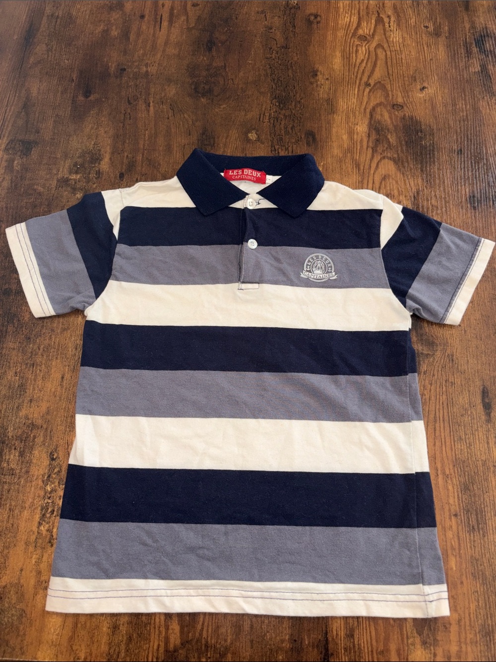 Striped Polo Shirt for Kids - Navy, Gray & White